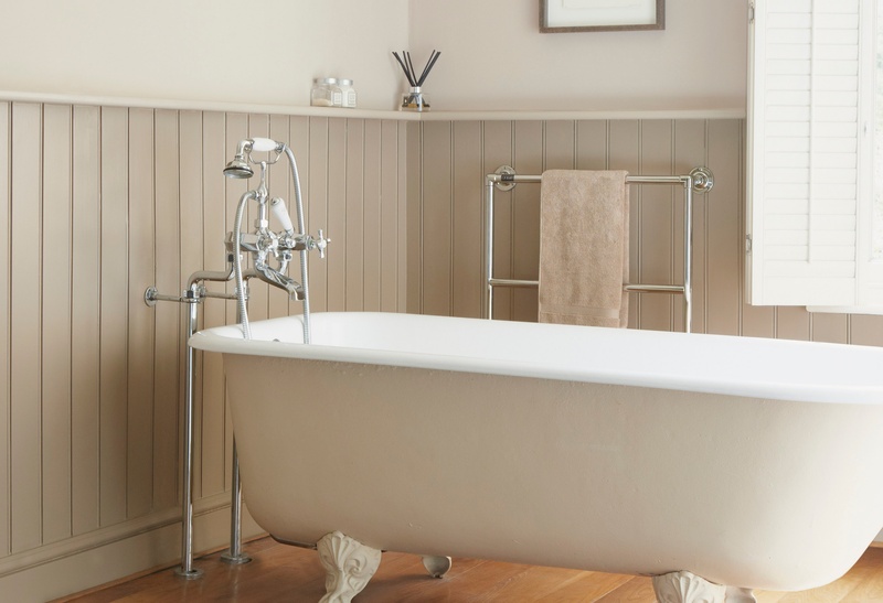 Natural white and beige painted wall in bathroom