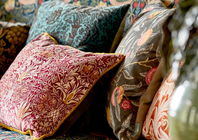 Morris fabric cushions
