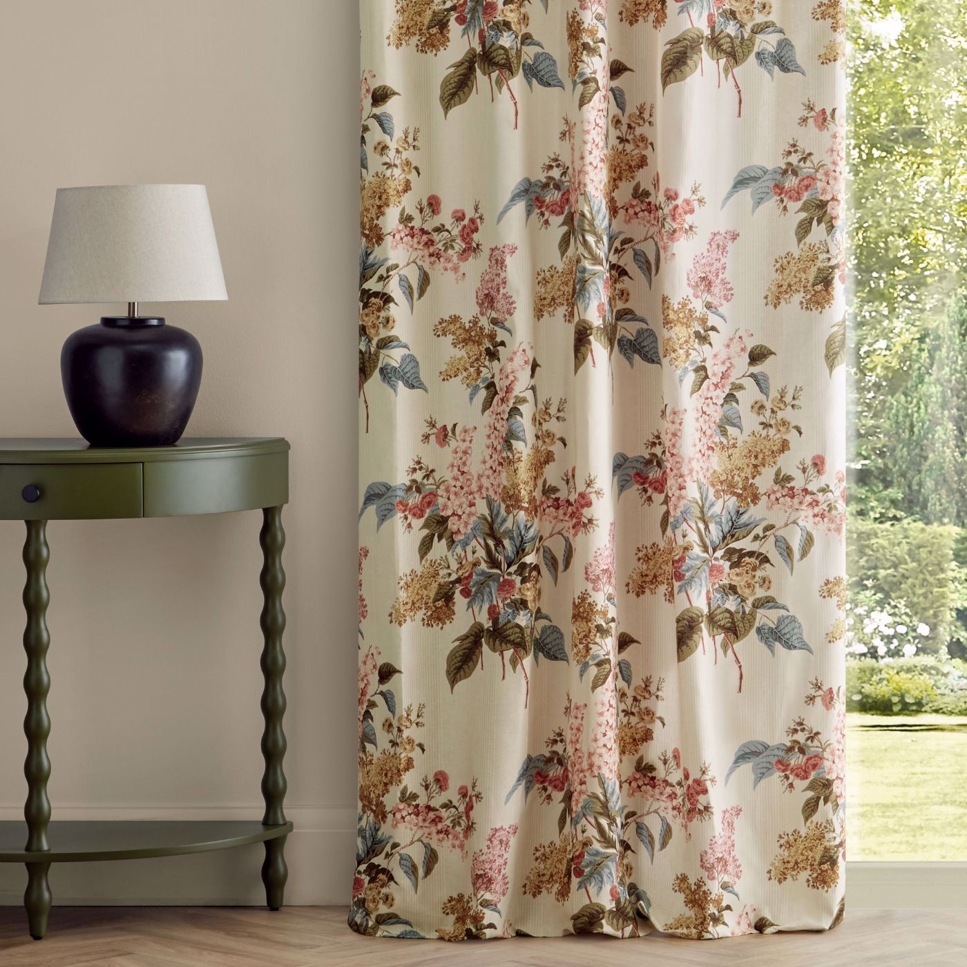 Delphinium & Lilac Madder Rose/Sepia Fabric by SAN
