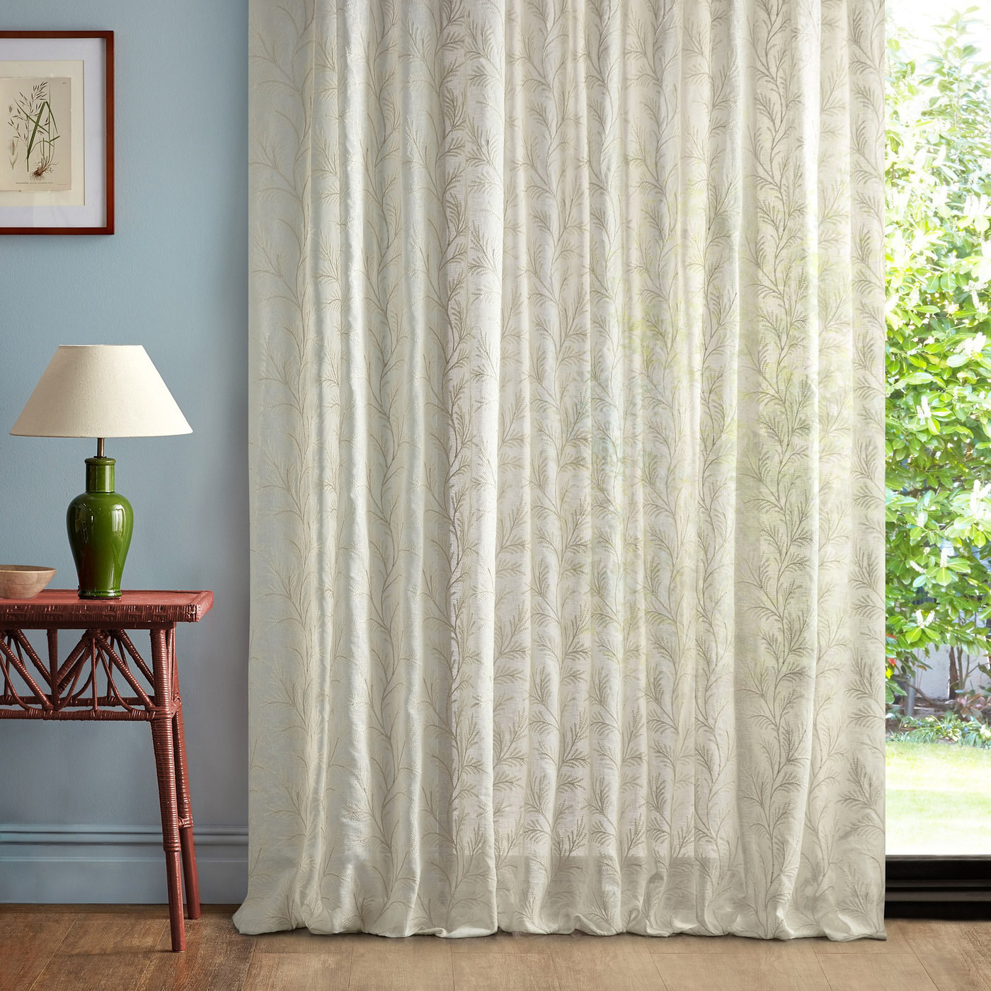 Sea Fern Seaspray White Fabric by SAN