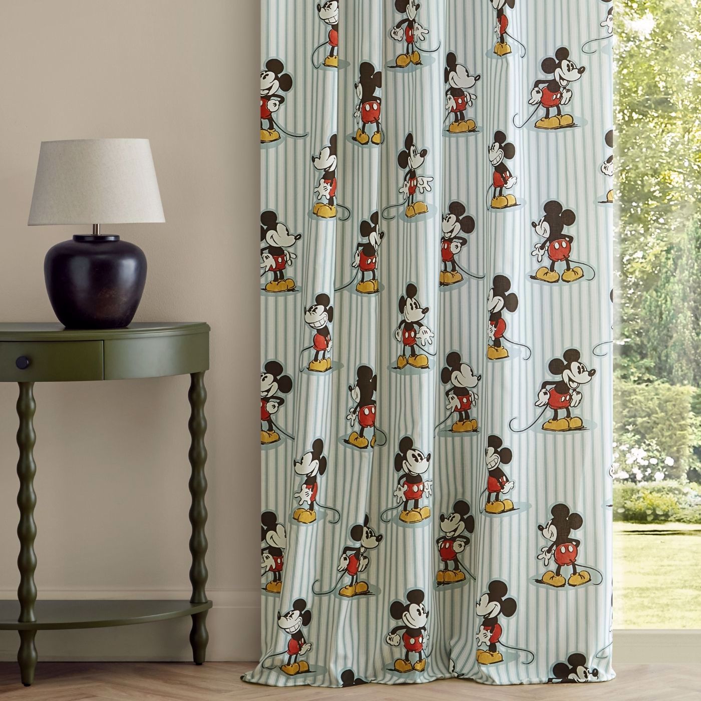Mickey Stripe Sea Salt Fabric by SAN