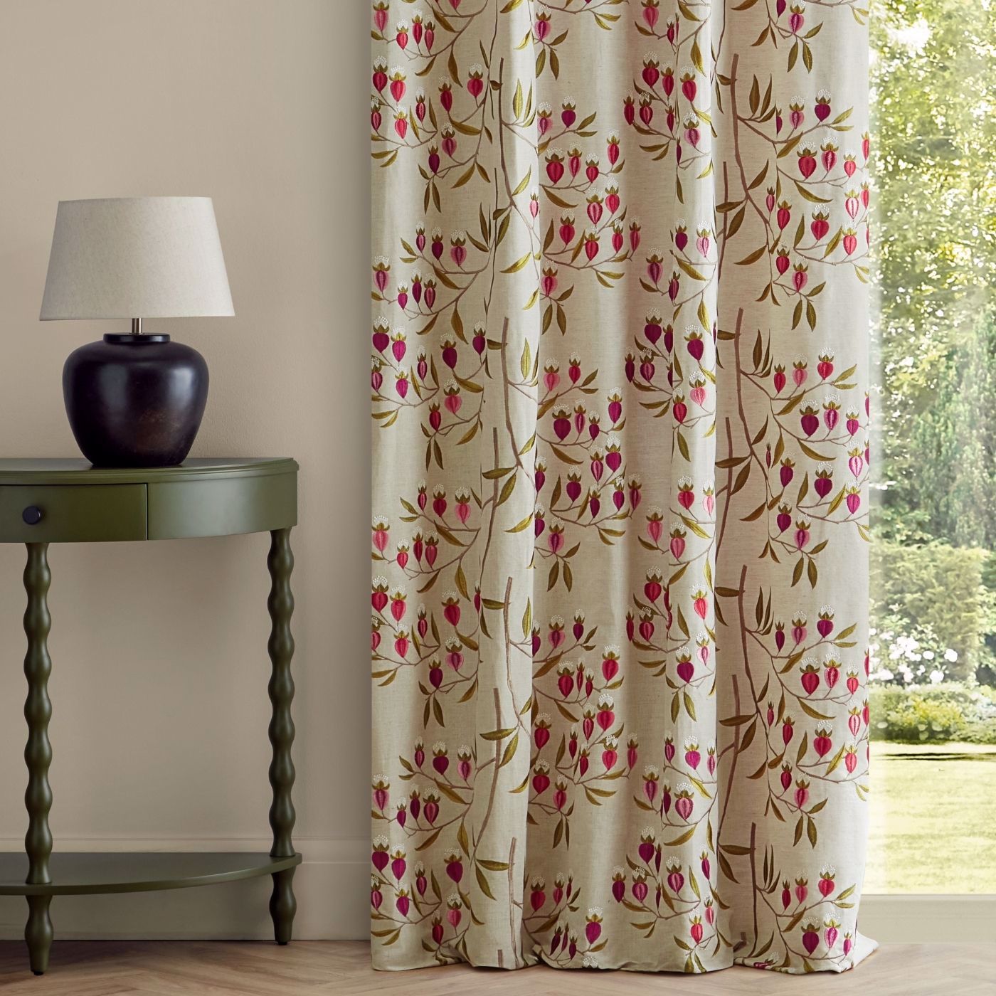 Chinese Lantern Wild Plum Fabric by SAN