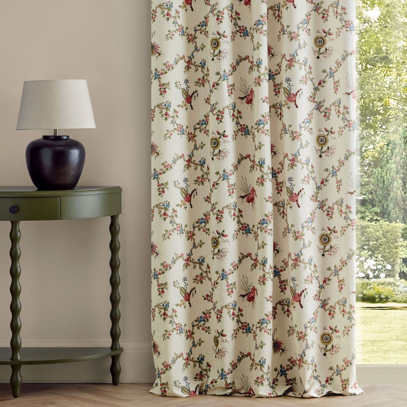 Trelliage Raspberry/Stone Fabric by SAN