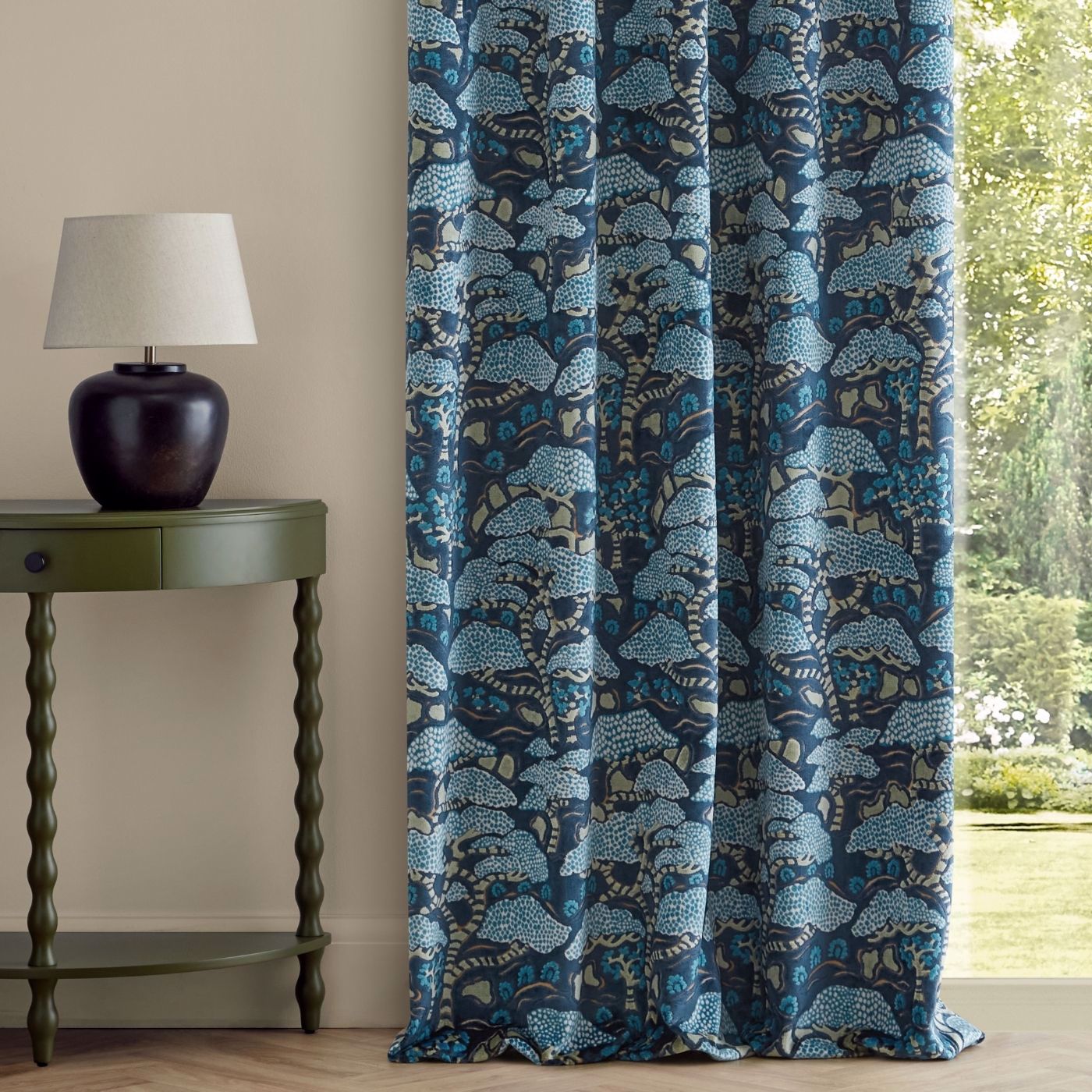 Bonsai & Gingko Blue Fabric by SAN