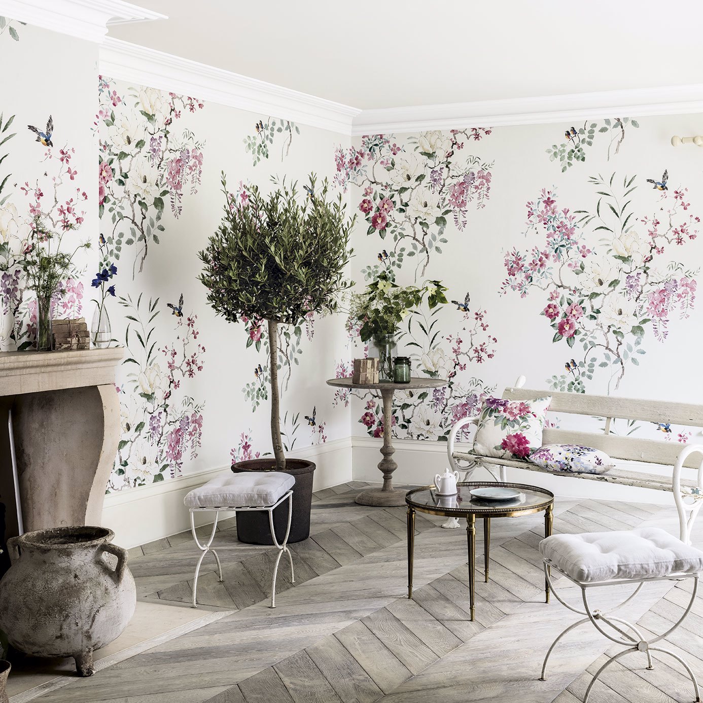 Magnolia & Blossom Panel Blossom/Leaf Wallpaper | Sanderson by 