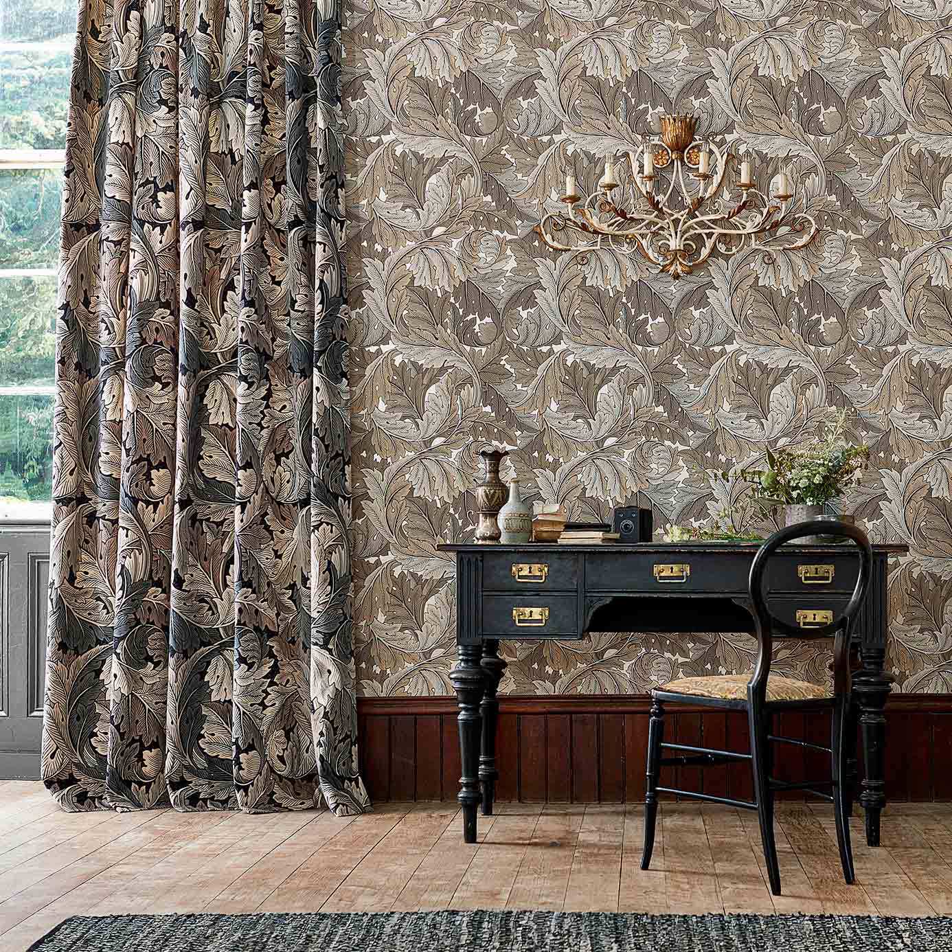 Acanthus Slate Blue/Thyme Wallpaper by MOR