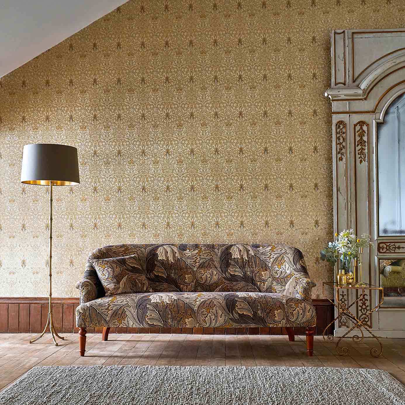 Snakeshead Gold/Linen Wallpaper by MOR