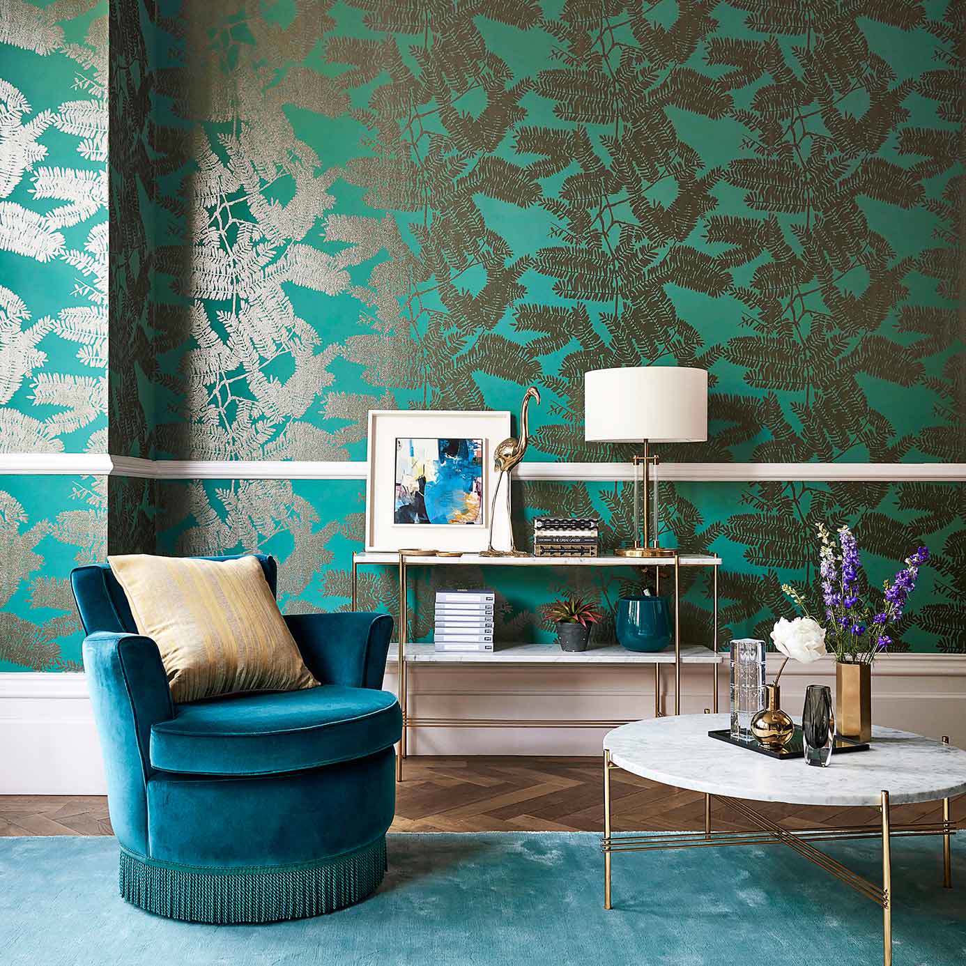 Extravagance Powder Blue Wallpaper by HAR