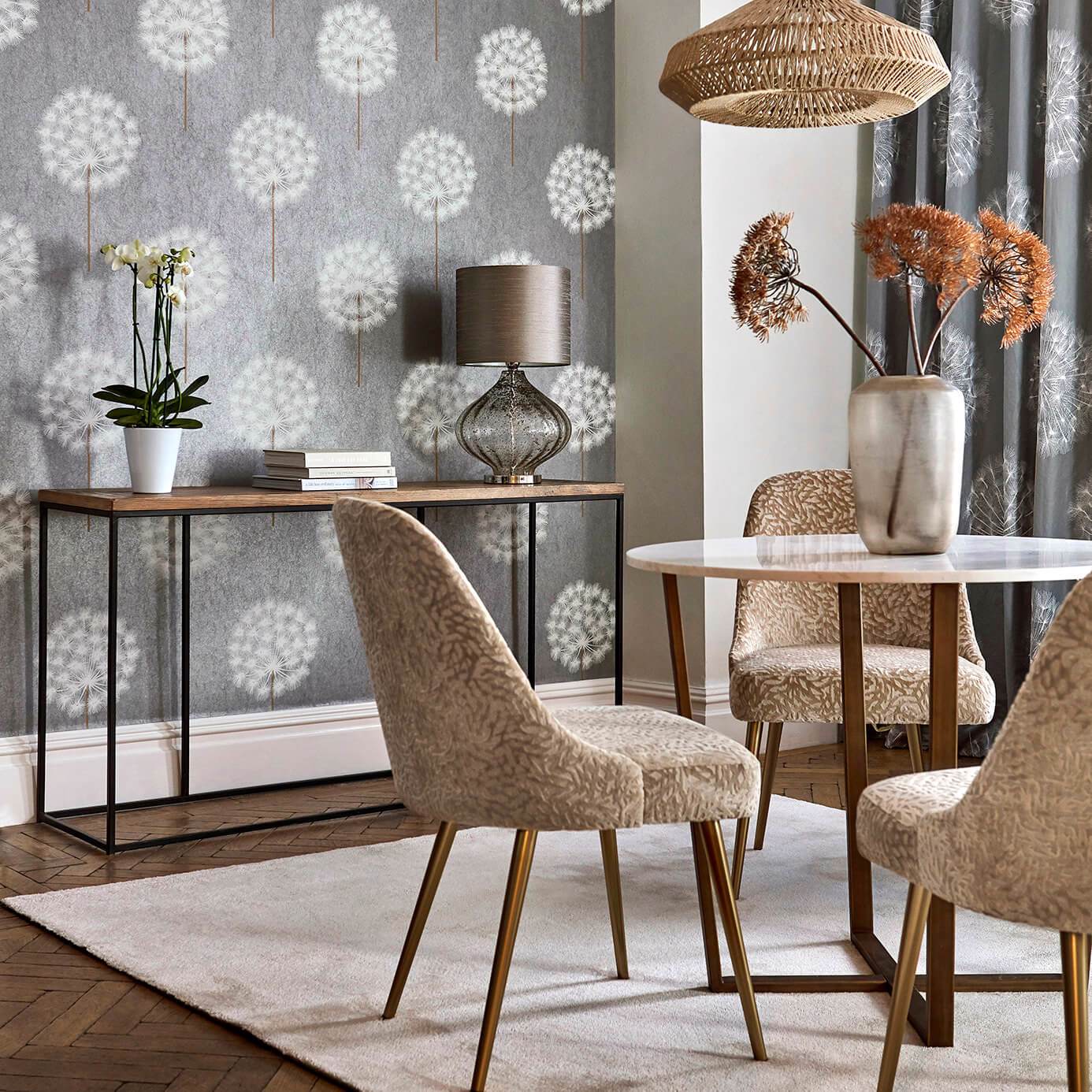 Amity Pewter/Brass Wallpaper by HAR