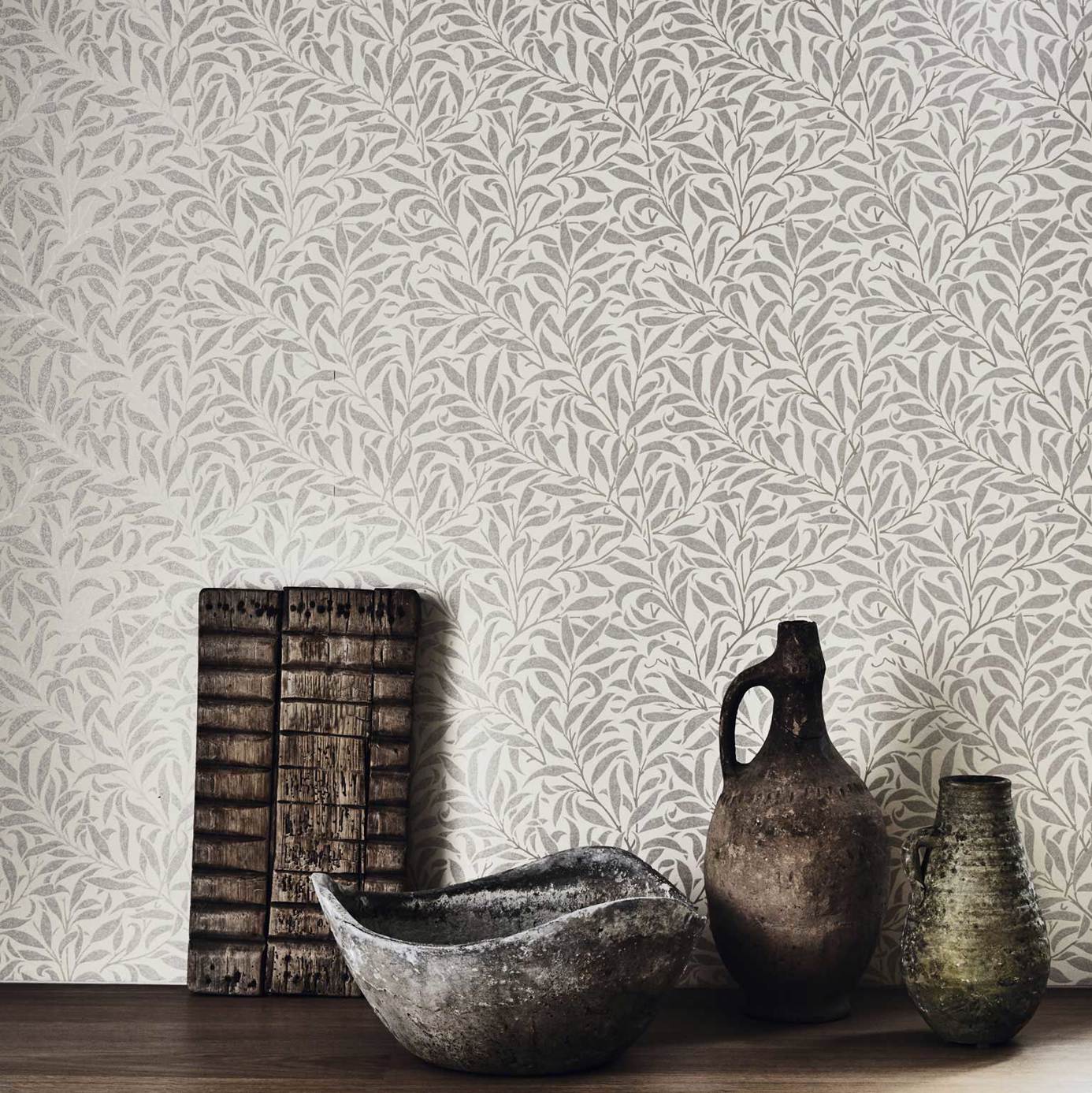 Pure Willow Boughs Ecru/Silver Wallpaper by MOR