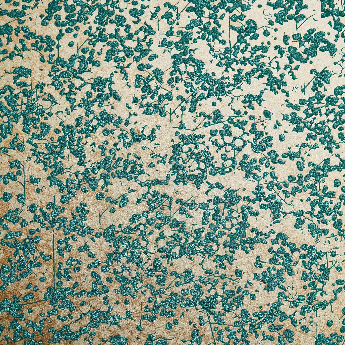 Anthology Coral Wide Width Teal/Gold Wallpaper by HAR