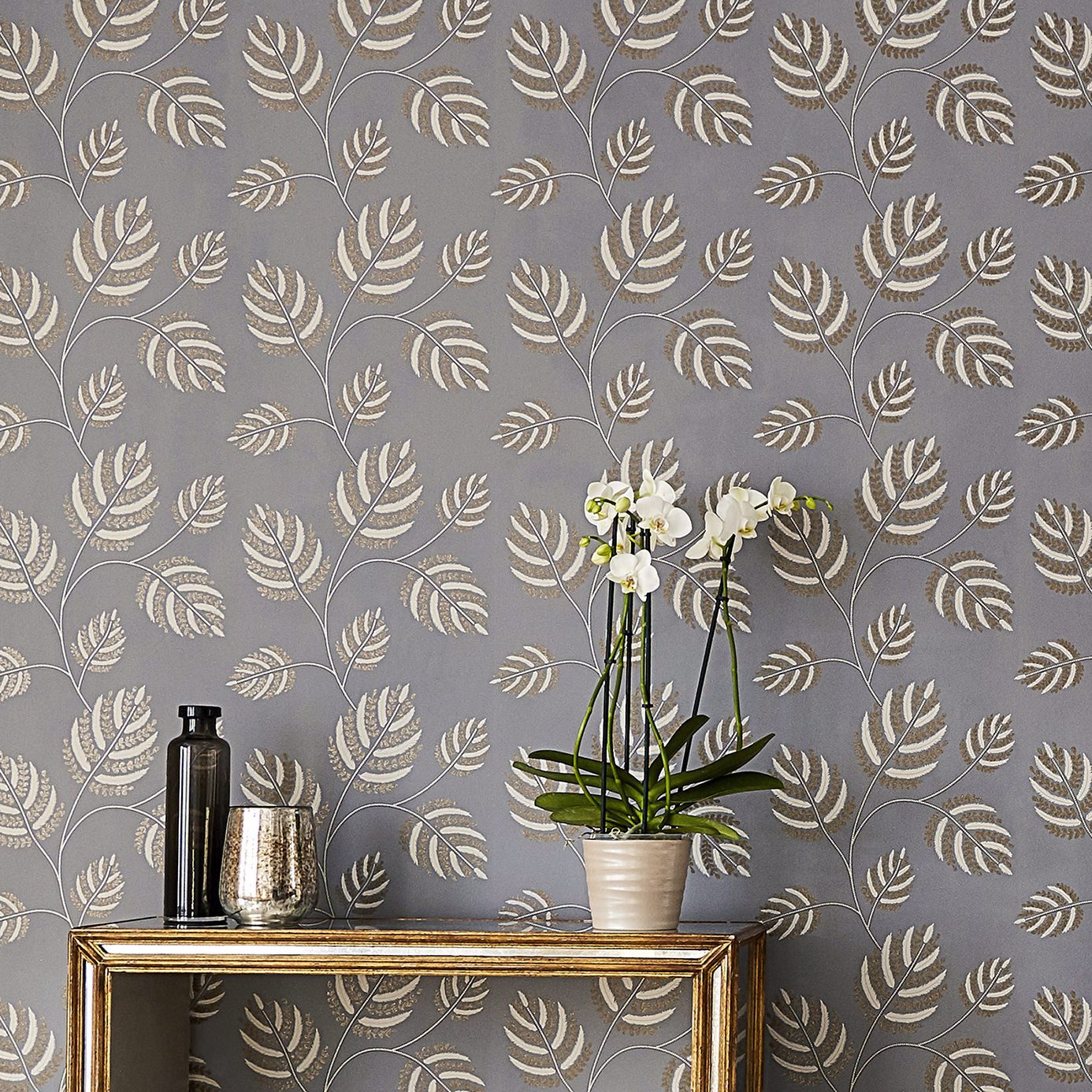 Marbelle French Grey/Brass Wallpaper by HAR