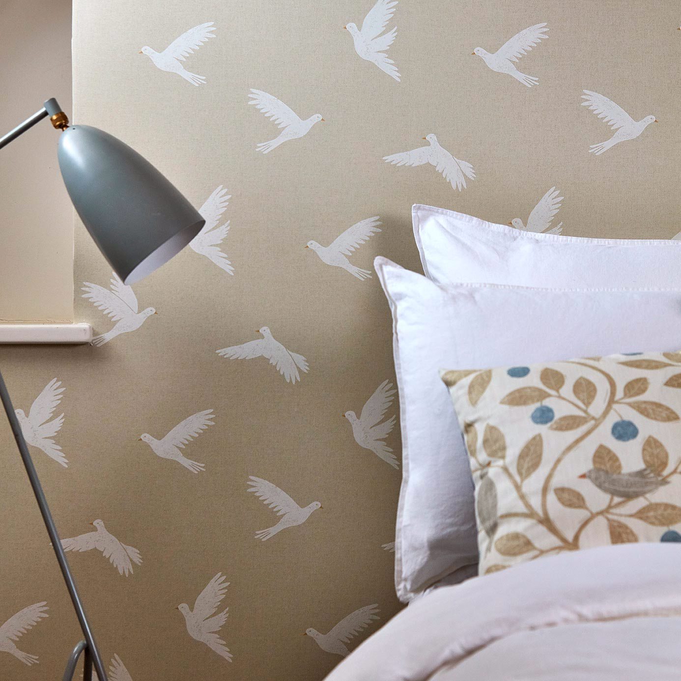 Paper Doves Mineral Wallpaper by SAN