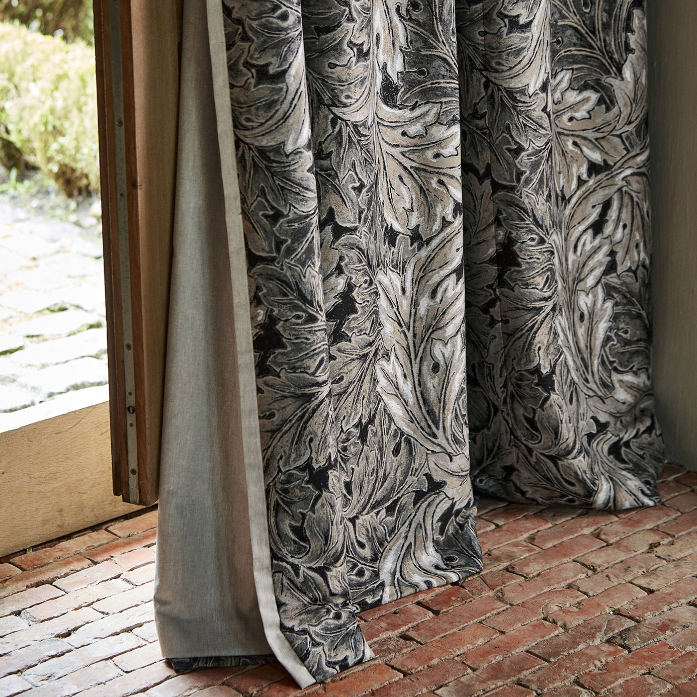 Pure Acanthus Weave Black Ink Fabric by MOR