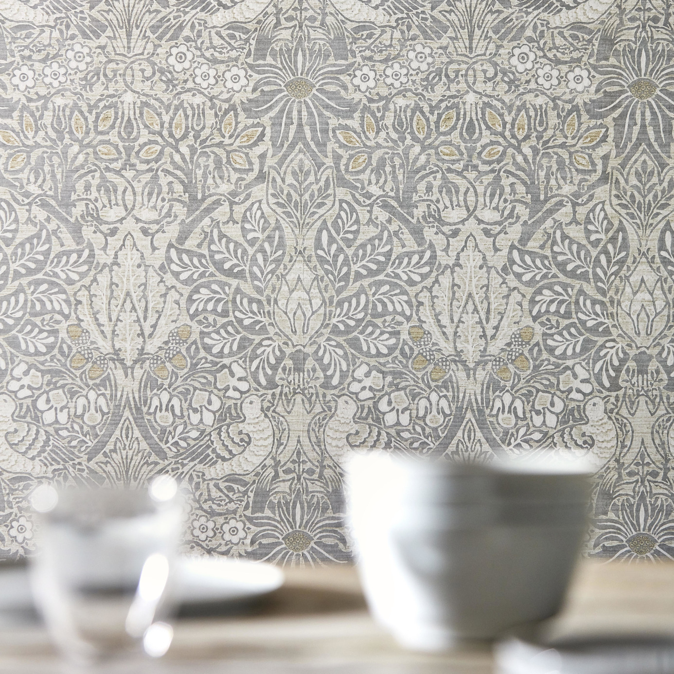 Pure Dove & Rose Cloud Grey Wallpaper by MOR