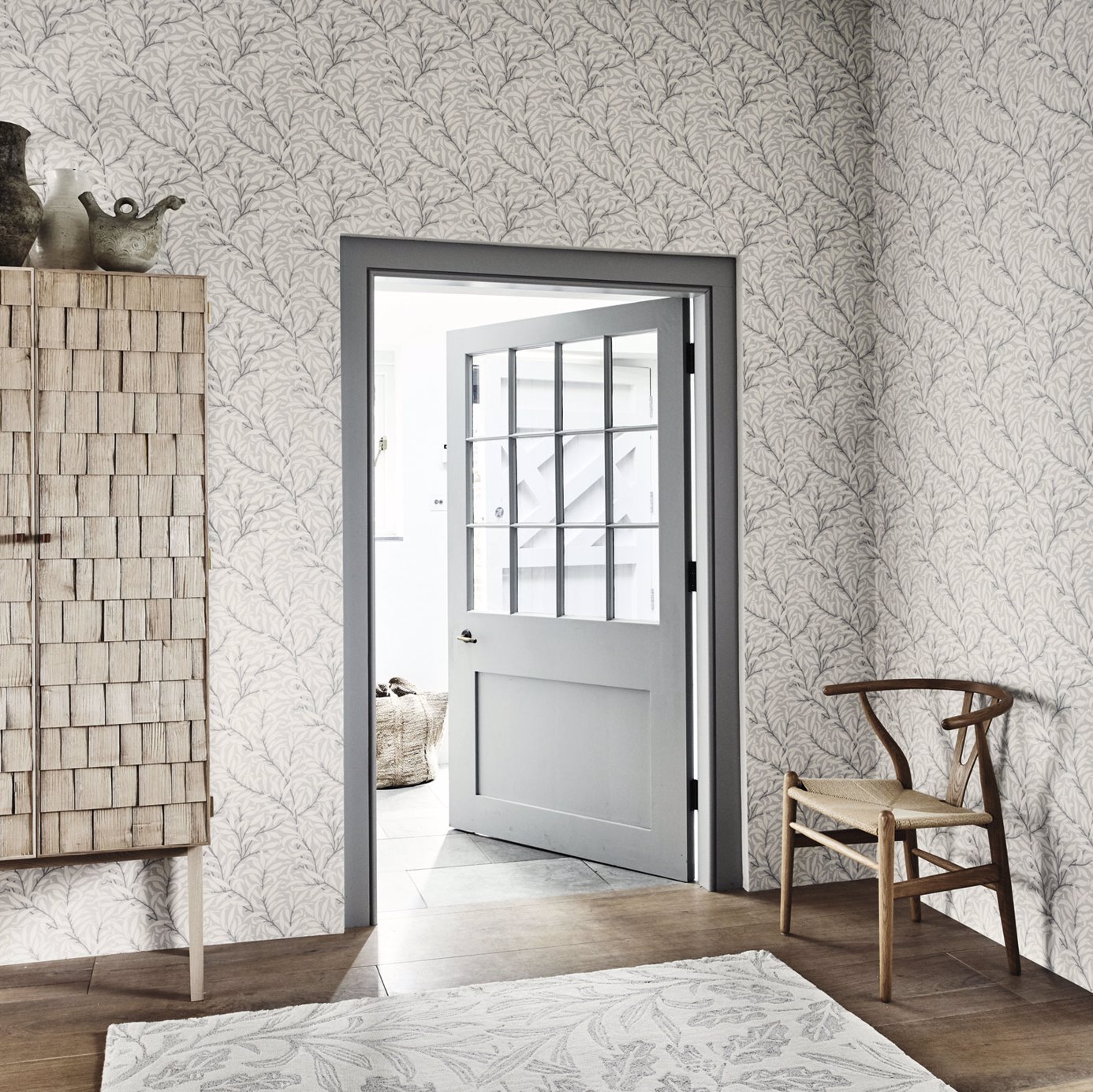 Pure Willow Boughs Ecru/Silver Wallpaper by MOR