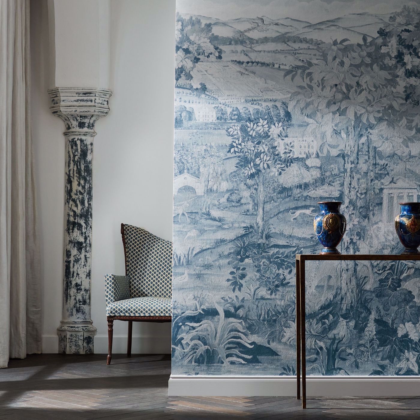 Arcadian Thames Wedgwood Blue Wallpaper by ZOF
