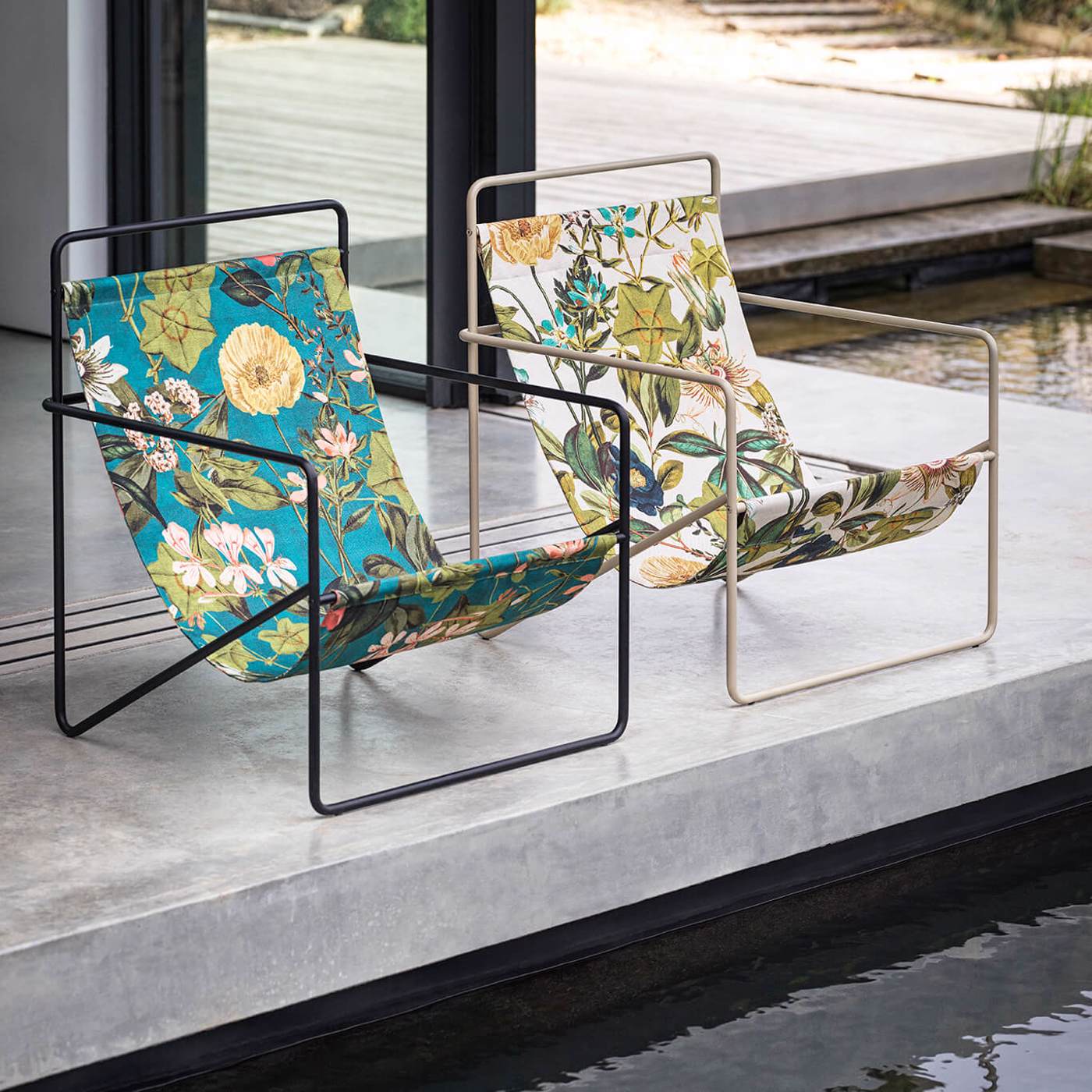 Passiflora Outdoor Kingfisher Fabric by CNC