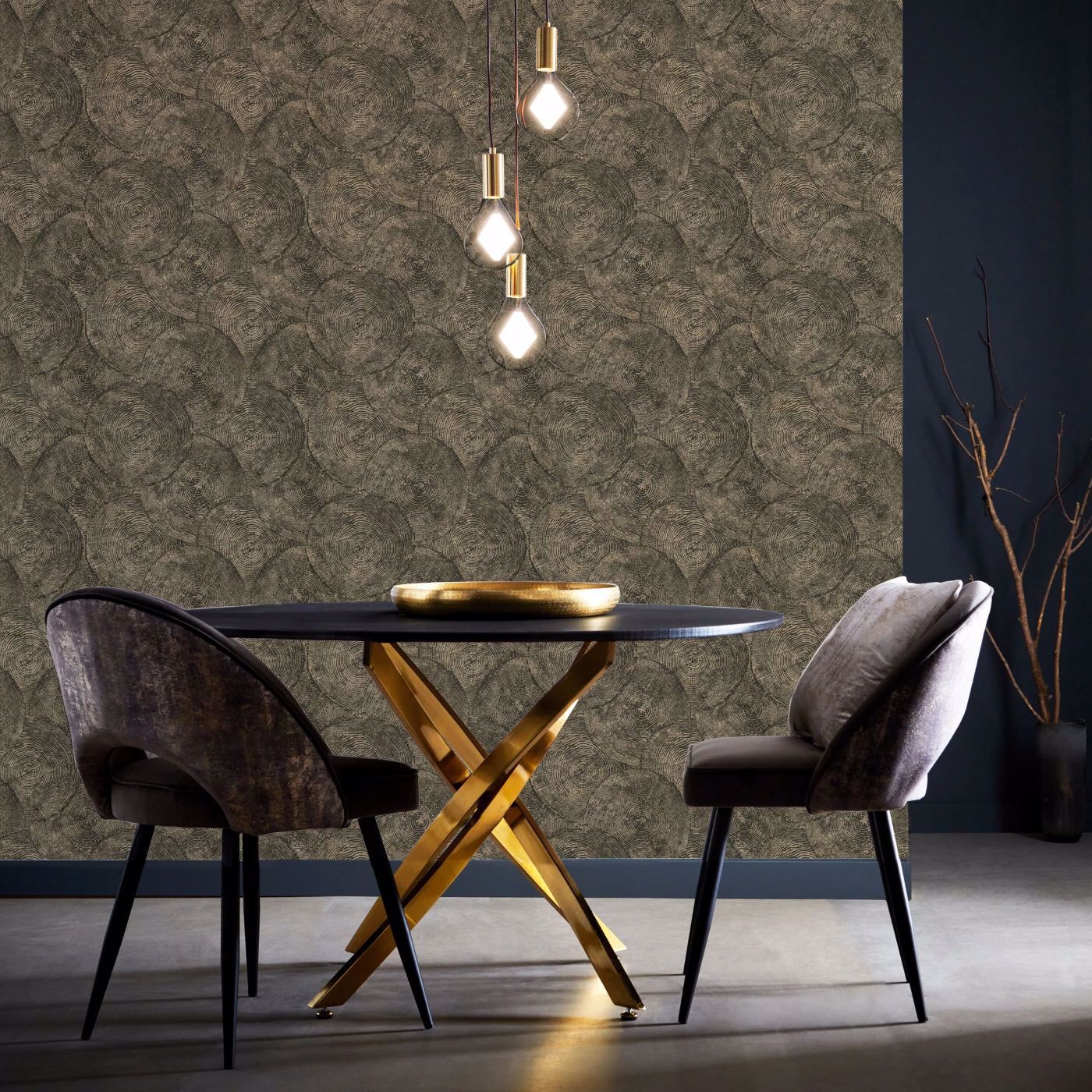 Silvan Charcoal/Gilver Wallpaper by CNC