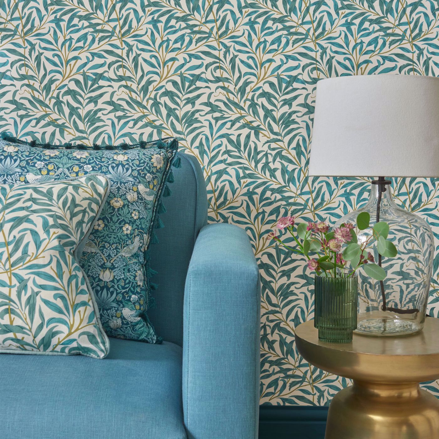 Willow Boughs Teal Fabric by CNC
