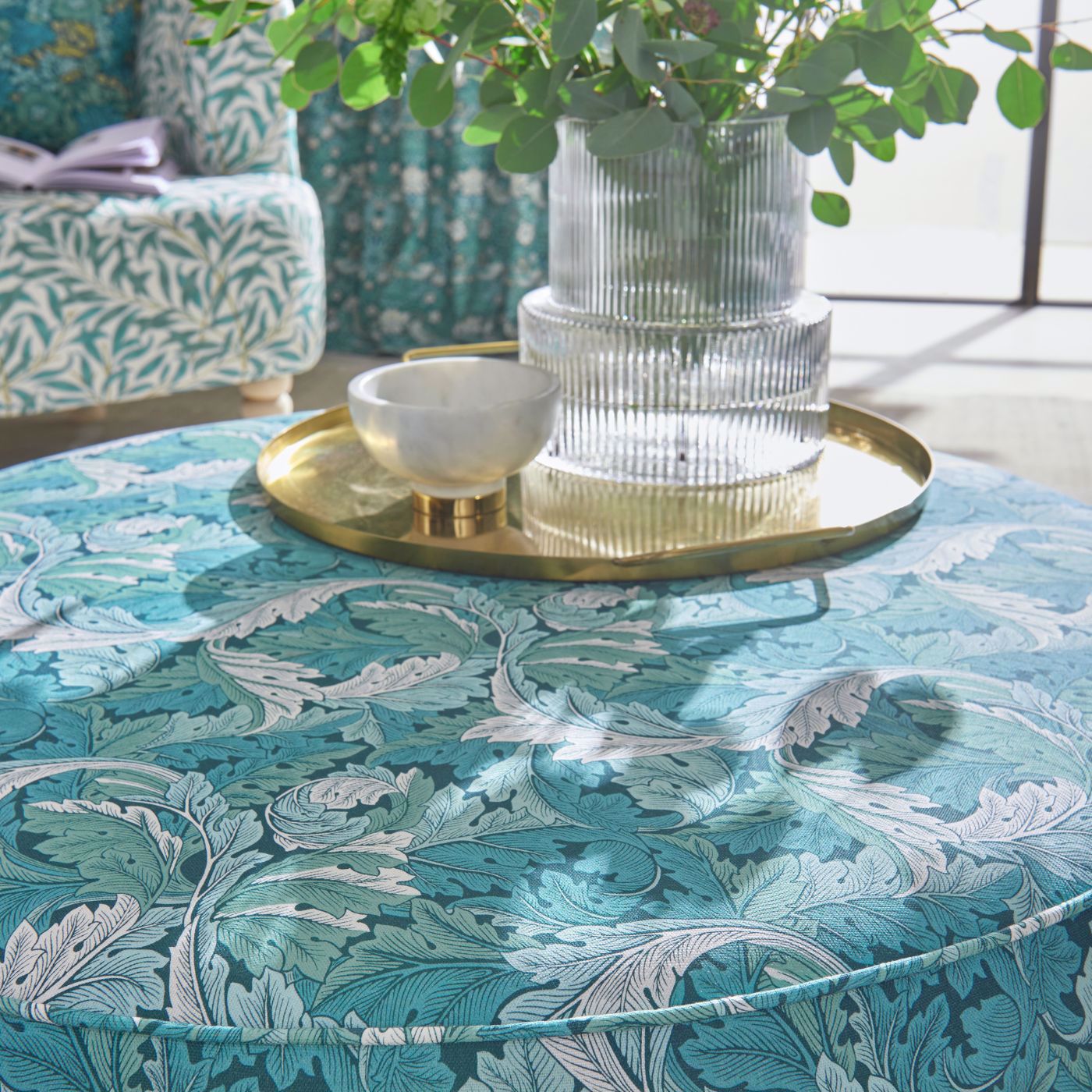 Acanthus Teal Fabric by CNC