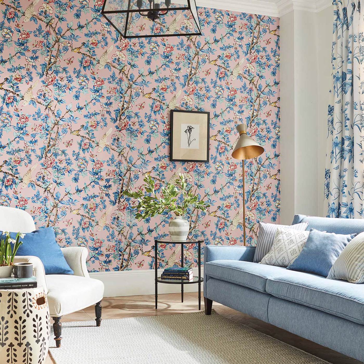 Caverley Rose/French Blue Wallpaper by SAN