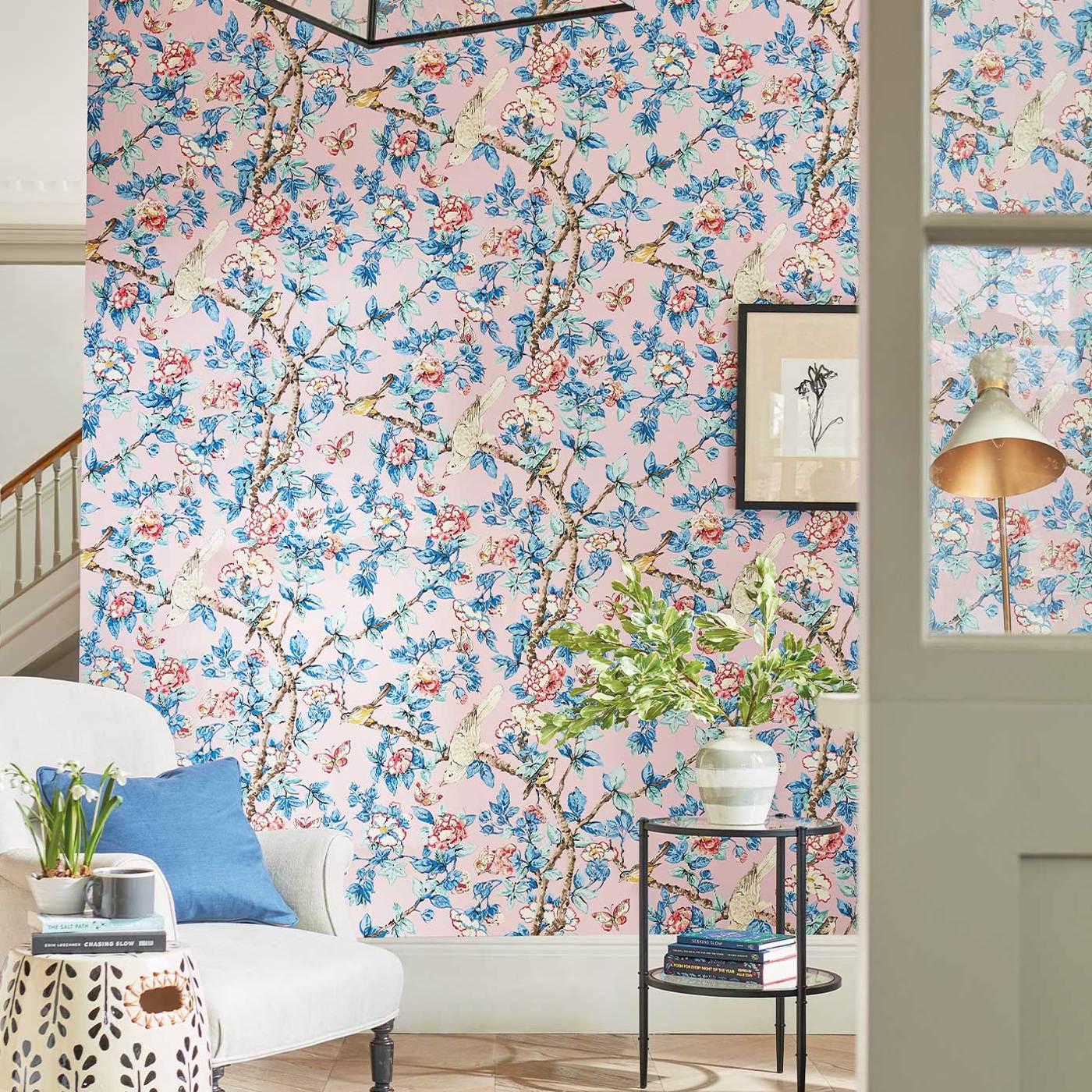 Caverley Rose/French Blue Wallpaper by SAN