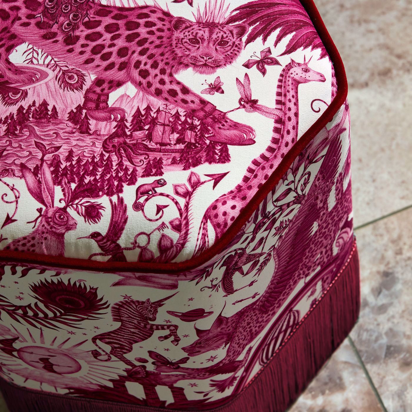 Paradise Lost Berry Fabric by CNC