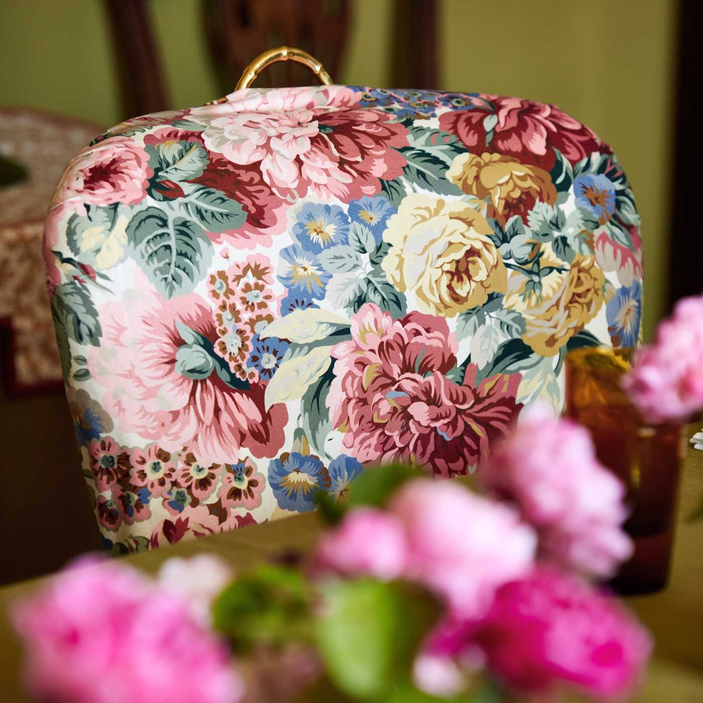 Rose And Peony Red Fabric by SAN