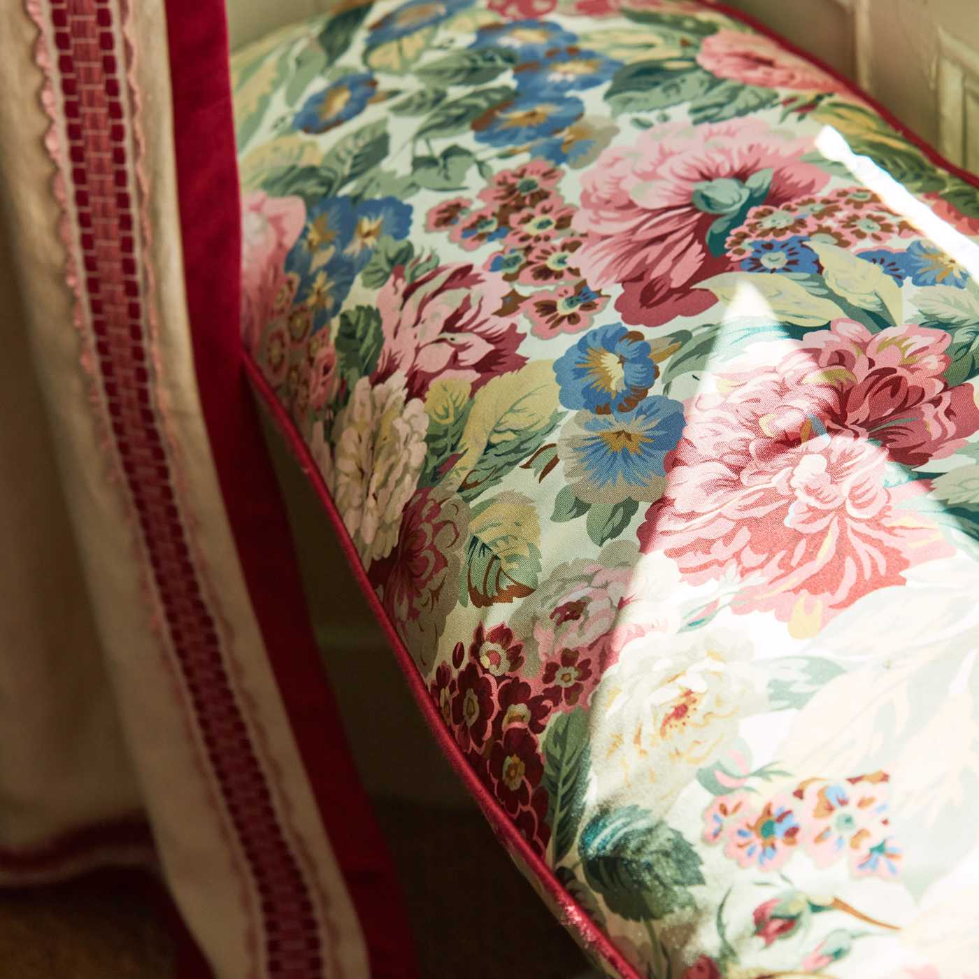Rose And Peony Red Fabric by SAN