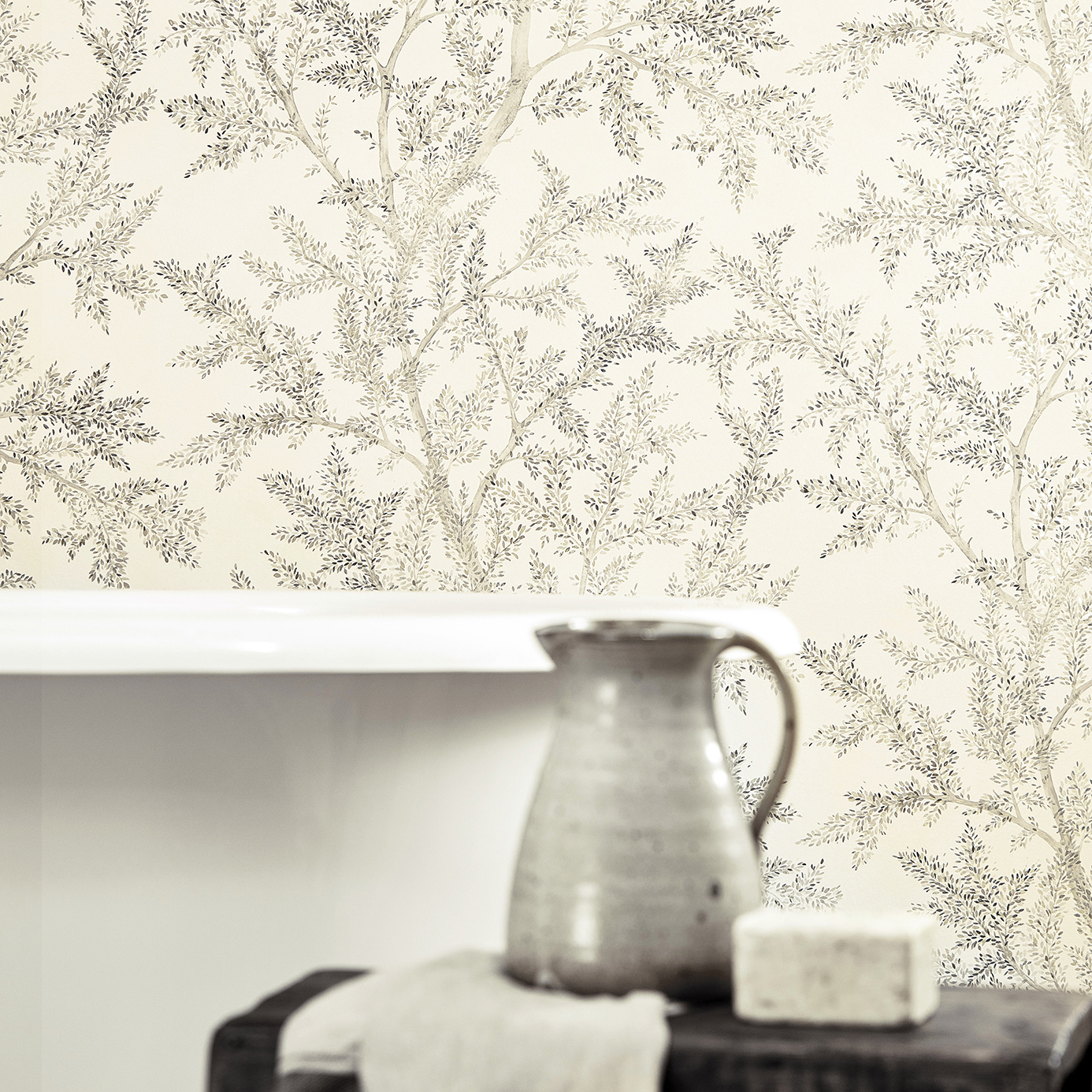 Farthing Wood Sage Grey Wallpaper by SAN