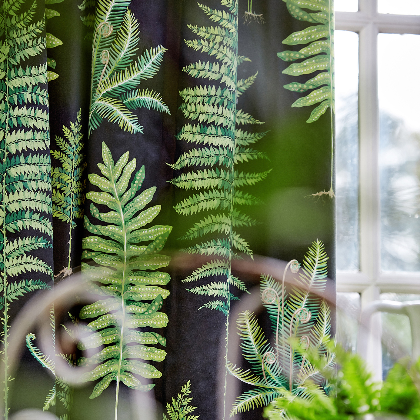 Fernery Botanical Green/Charcoal Fabric by SAN