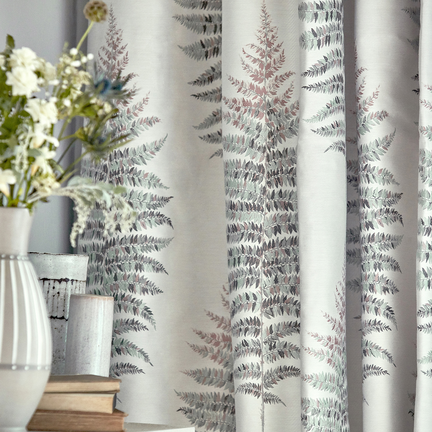 Fernery Weave Botanical Green Fabric by SAN