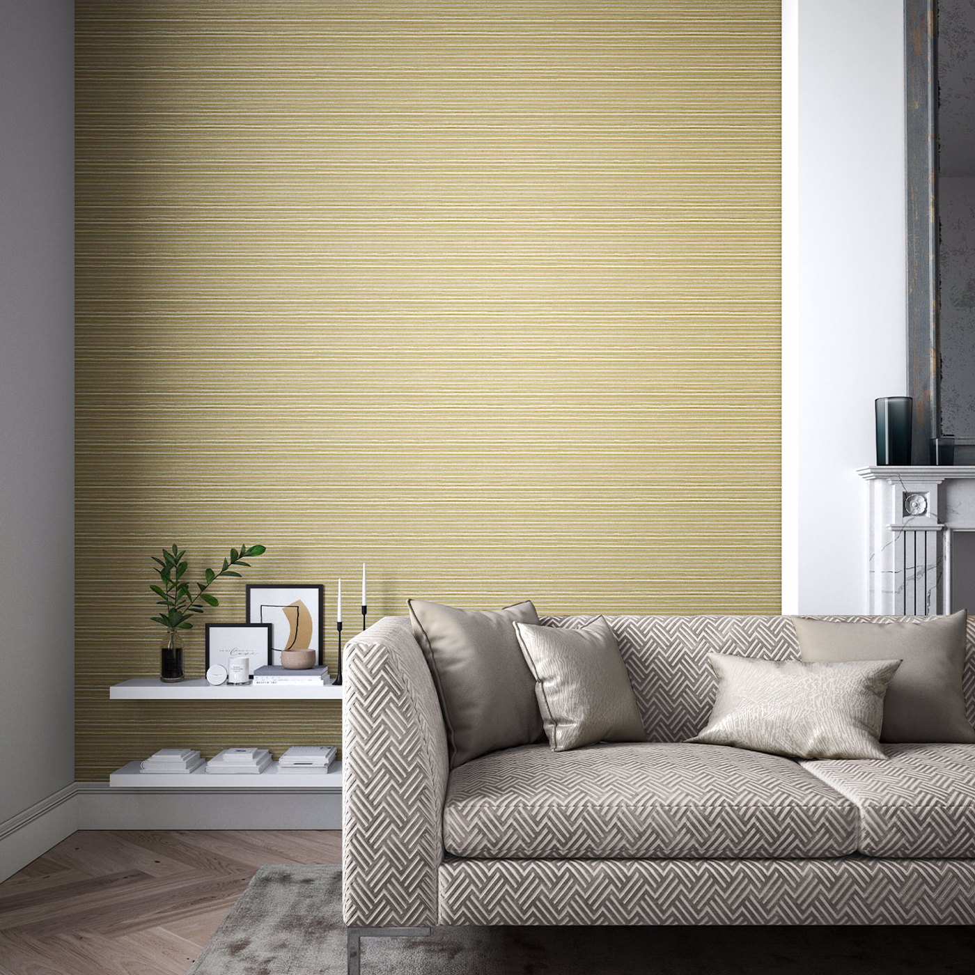 Gradiate Wide Width Gold/Slate Wallpaper by HAR