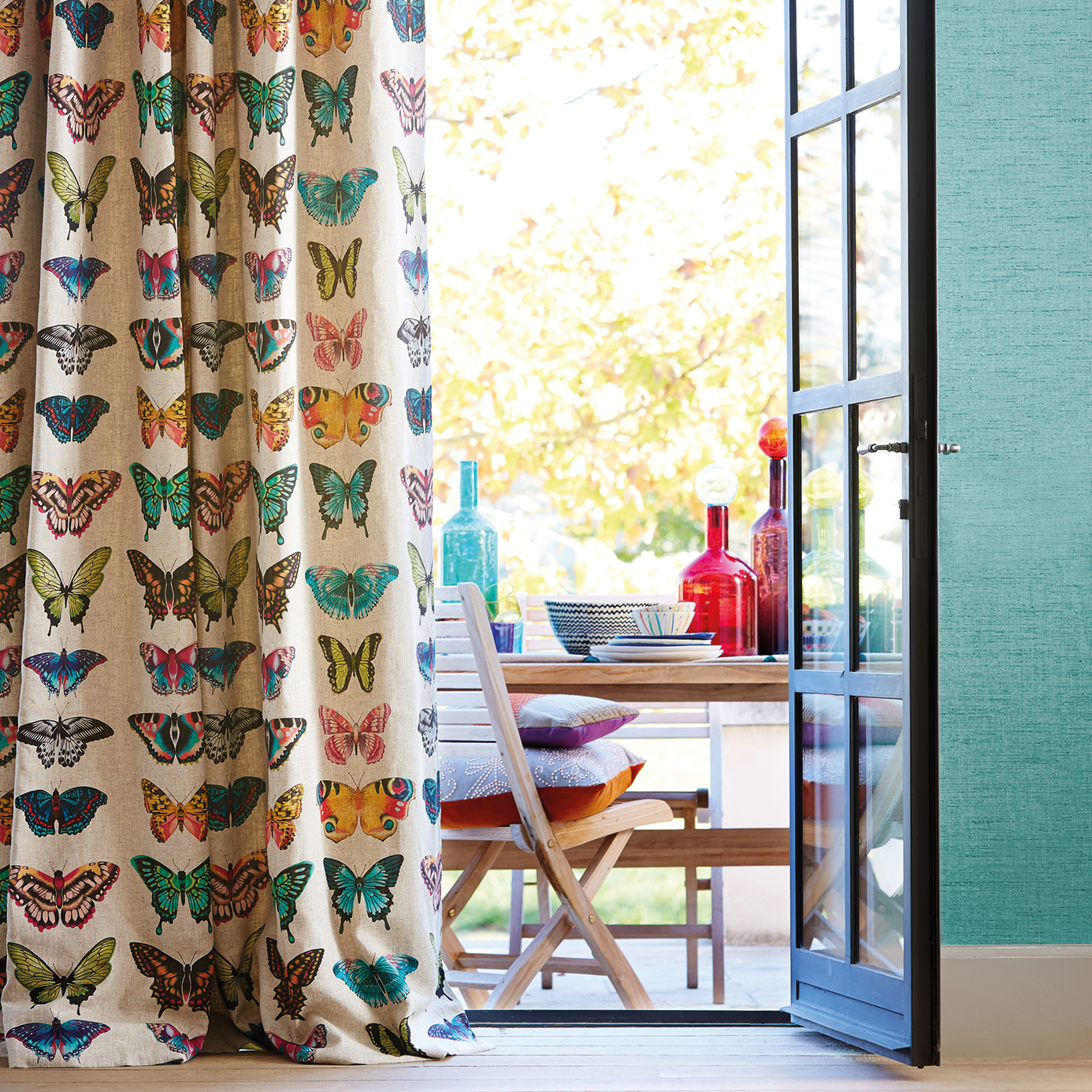 Papilio Flamingo / Papaya / Loganberry Fabric by HAR