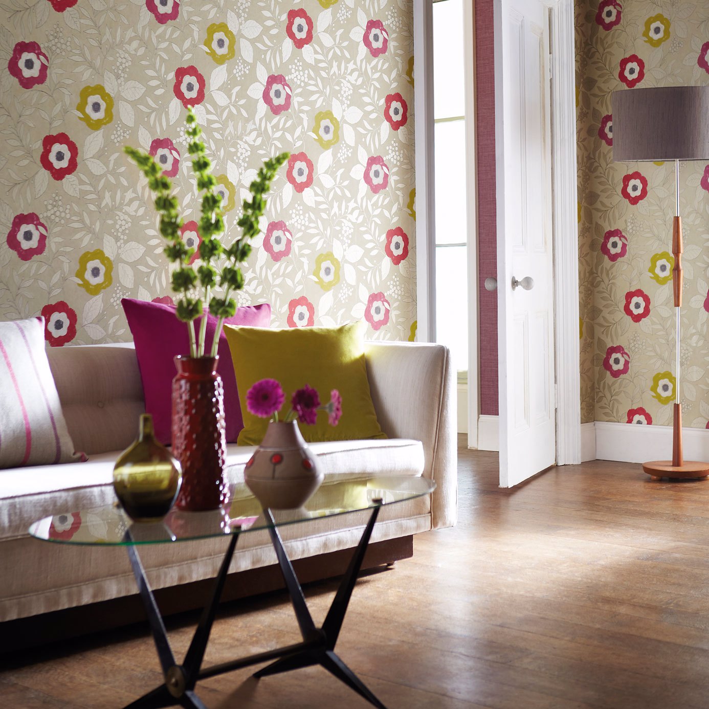 Jena Ocean Zest Silver Wallpaper by HAR