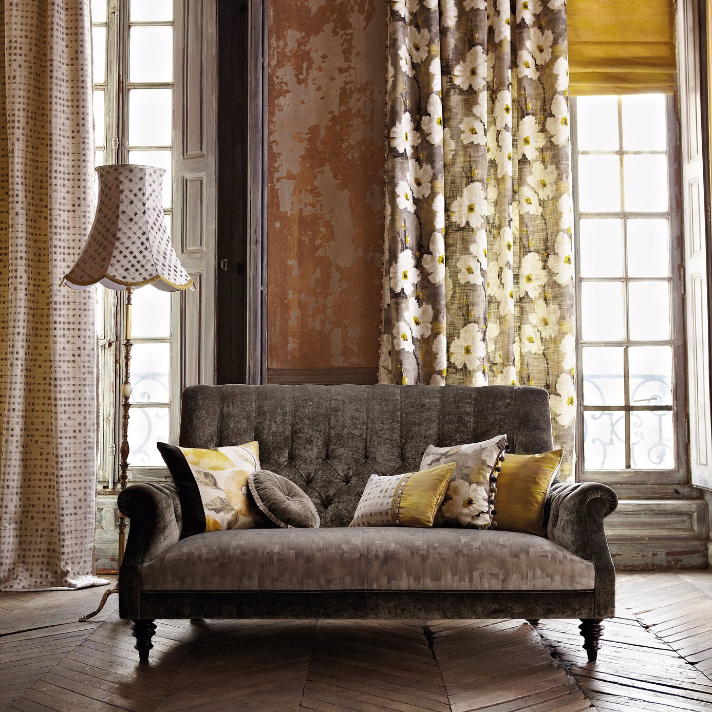 Giverny Charcoal/Lime Fabric by HAR