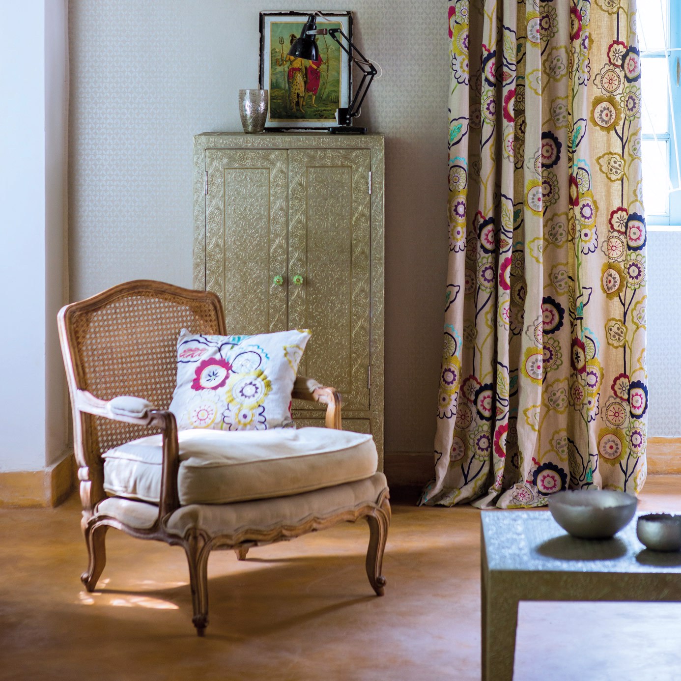 Eden Indigo/Chartreuse Fabric by HAR