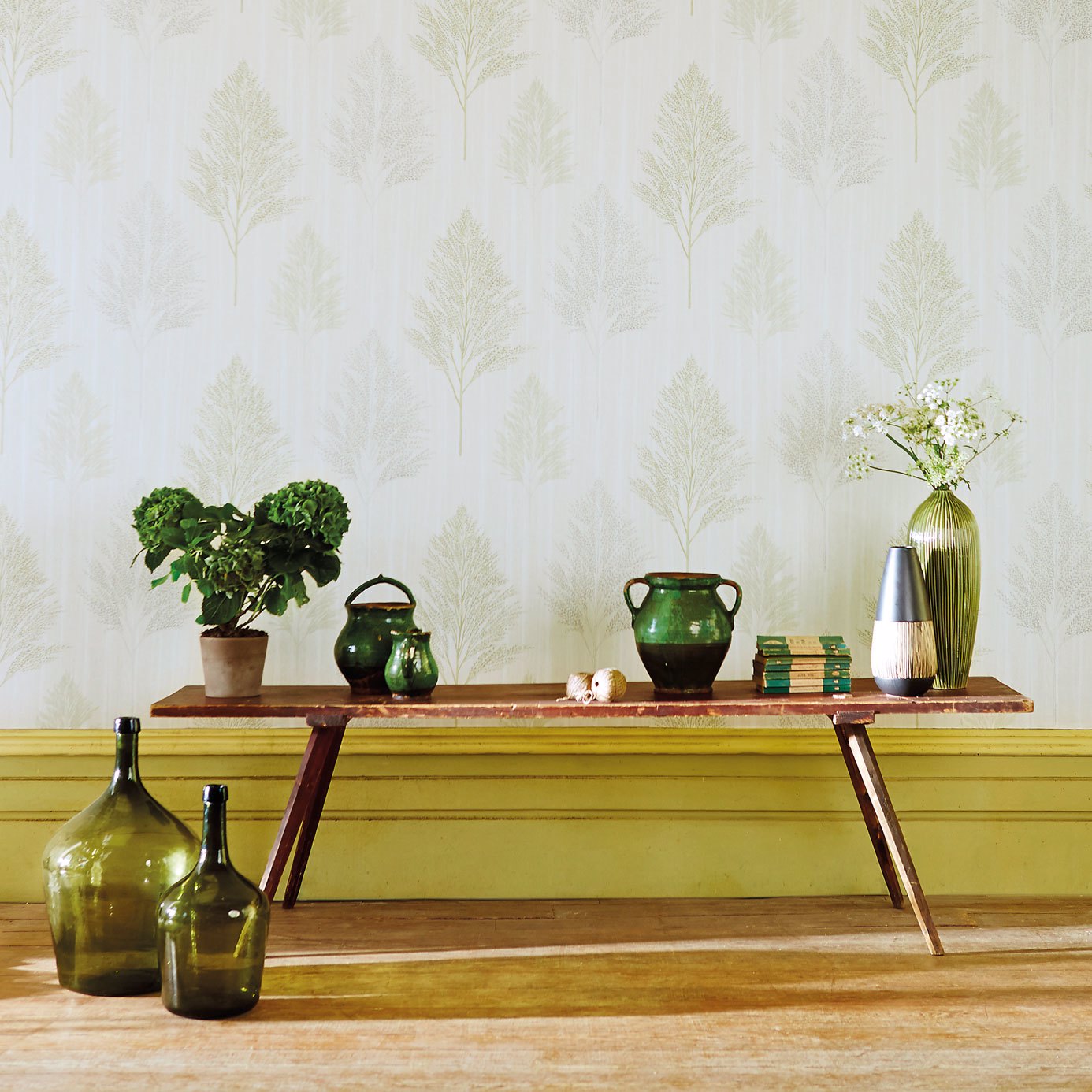 Angelica Sage And Linen Wallpaper by HAR