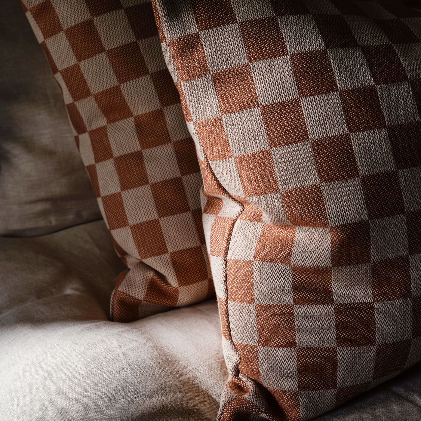 Blenets Check Mini Terracotta Fabric by HAR