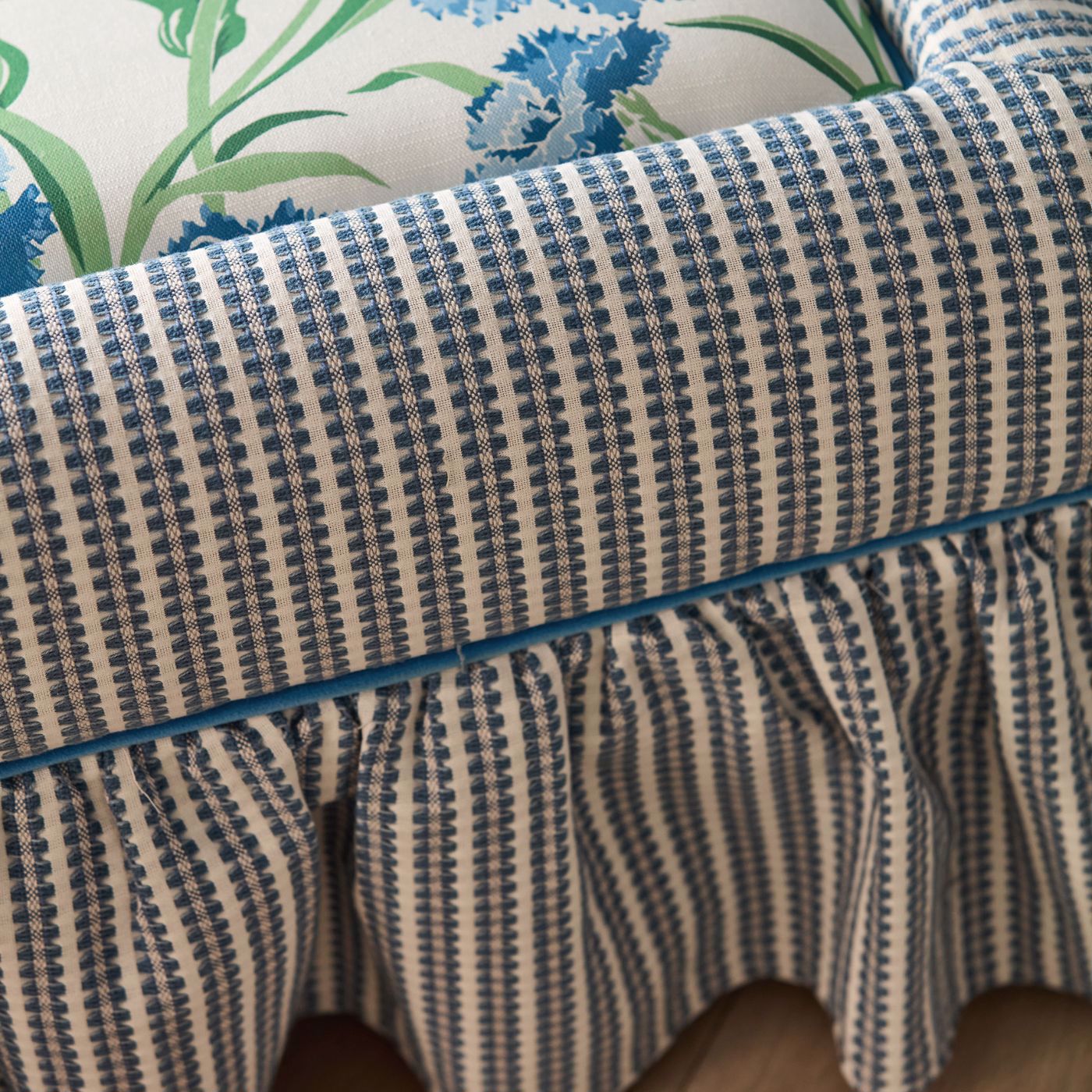 Pepita Stripe Kelly/First Light Fabric by HAR