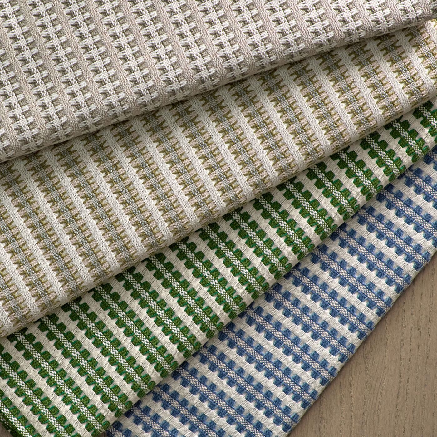 Pepita Stripe Kelly/First Light Fabric by HAR