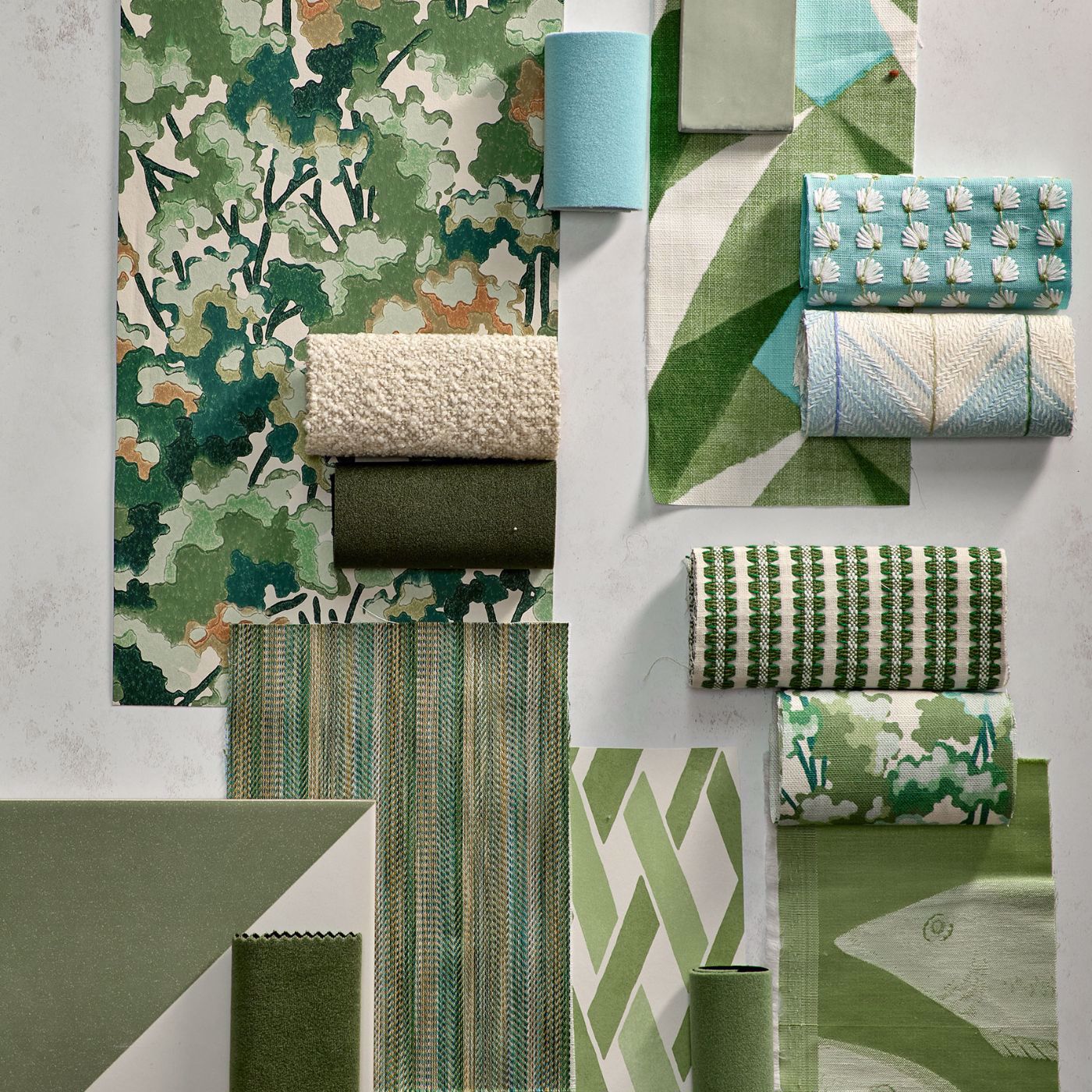 Silene Aqua/First Light/Forest Fabric by HAR