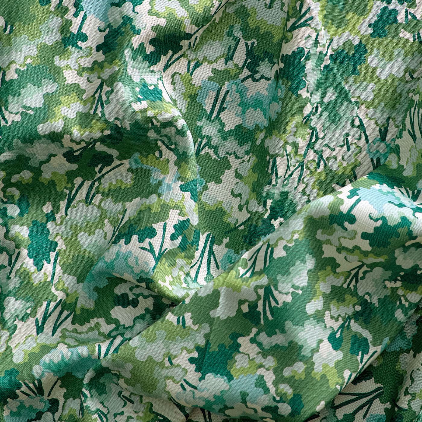 Tree Tops Forest/Kelly/Aqua Fabric by HAR