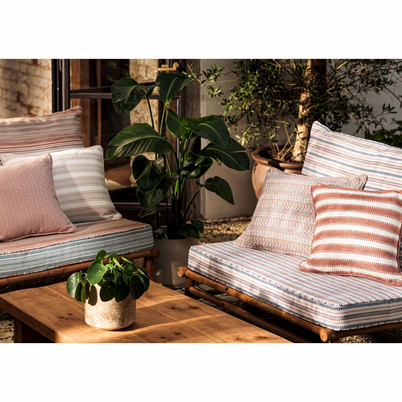 Ocala Stripe Rust/Chalk Fabric by HAR