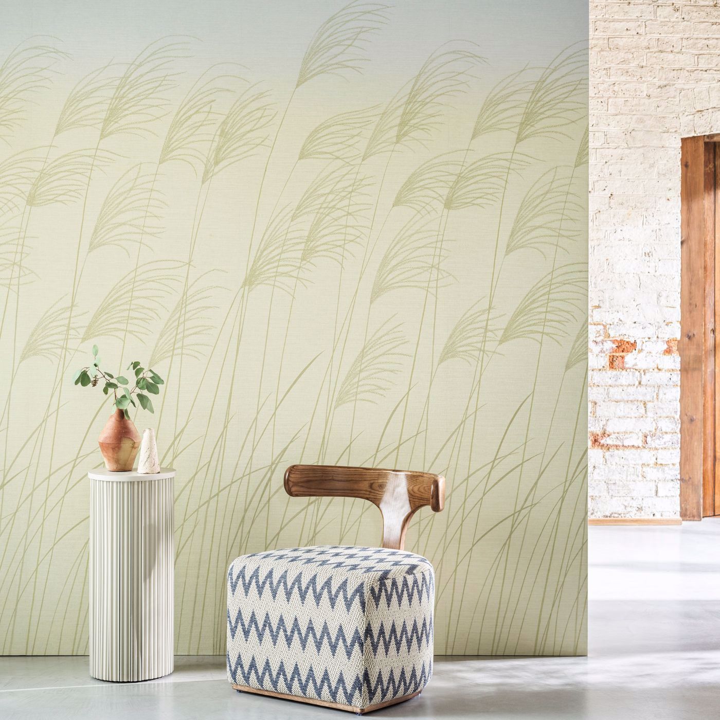 Miscanthus Buttermilk/Sky Wallpaper by HAR