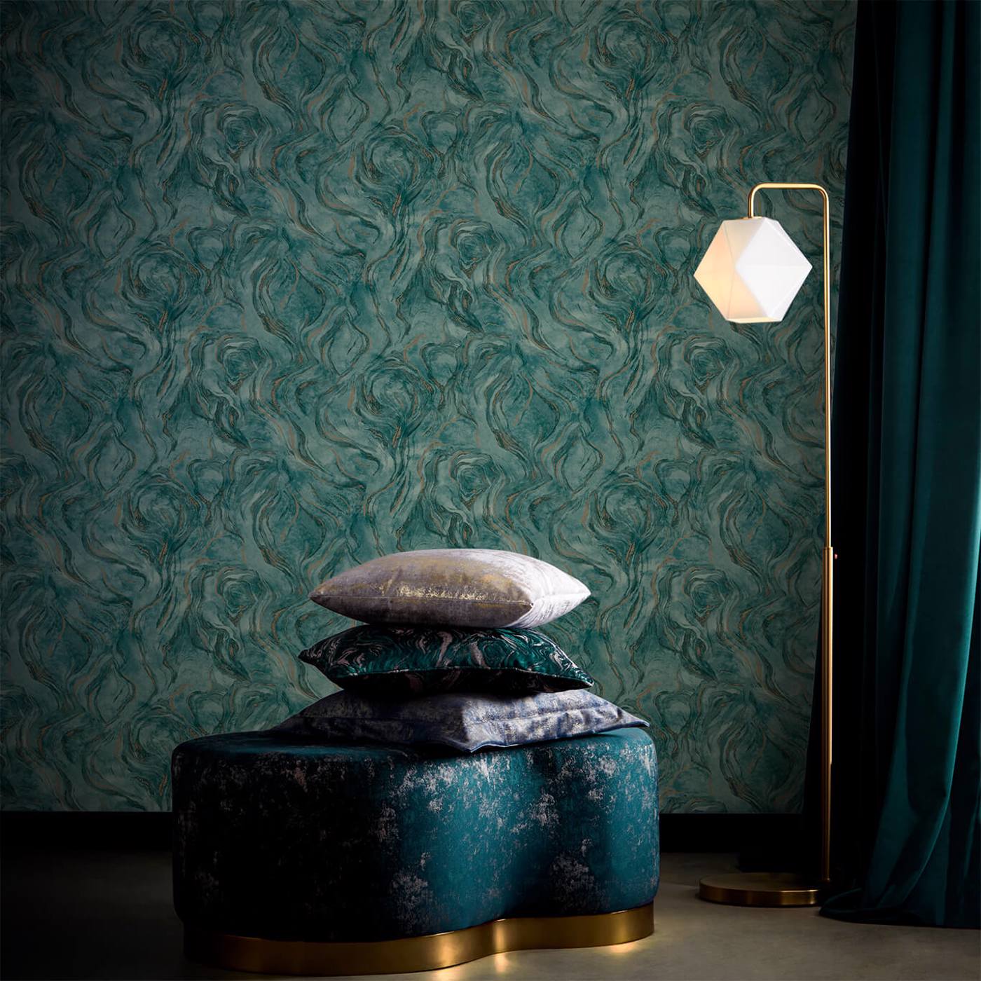 Lavico Teal Wallpaper by CNC