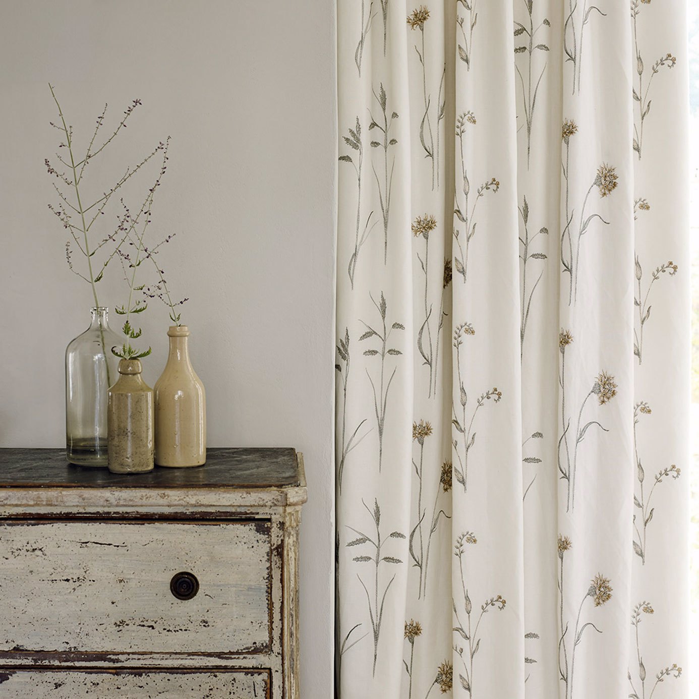 Meadow Grasses Sage/Honey Fabric by SAN