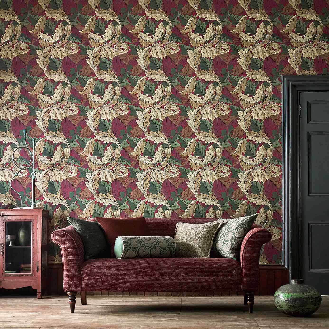 Acanthus Madder/Thyme Wallpaper by MOR