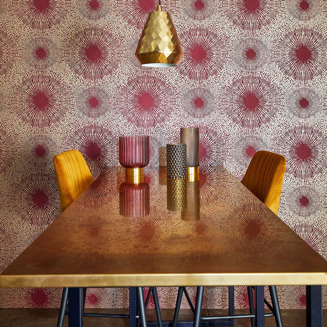 Anthology Perlite Ruby / Antique Brass Wallpaper by HAR
